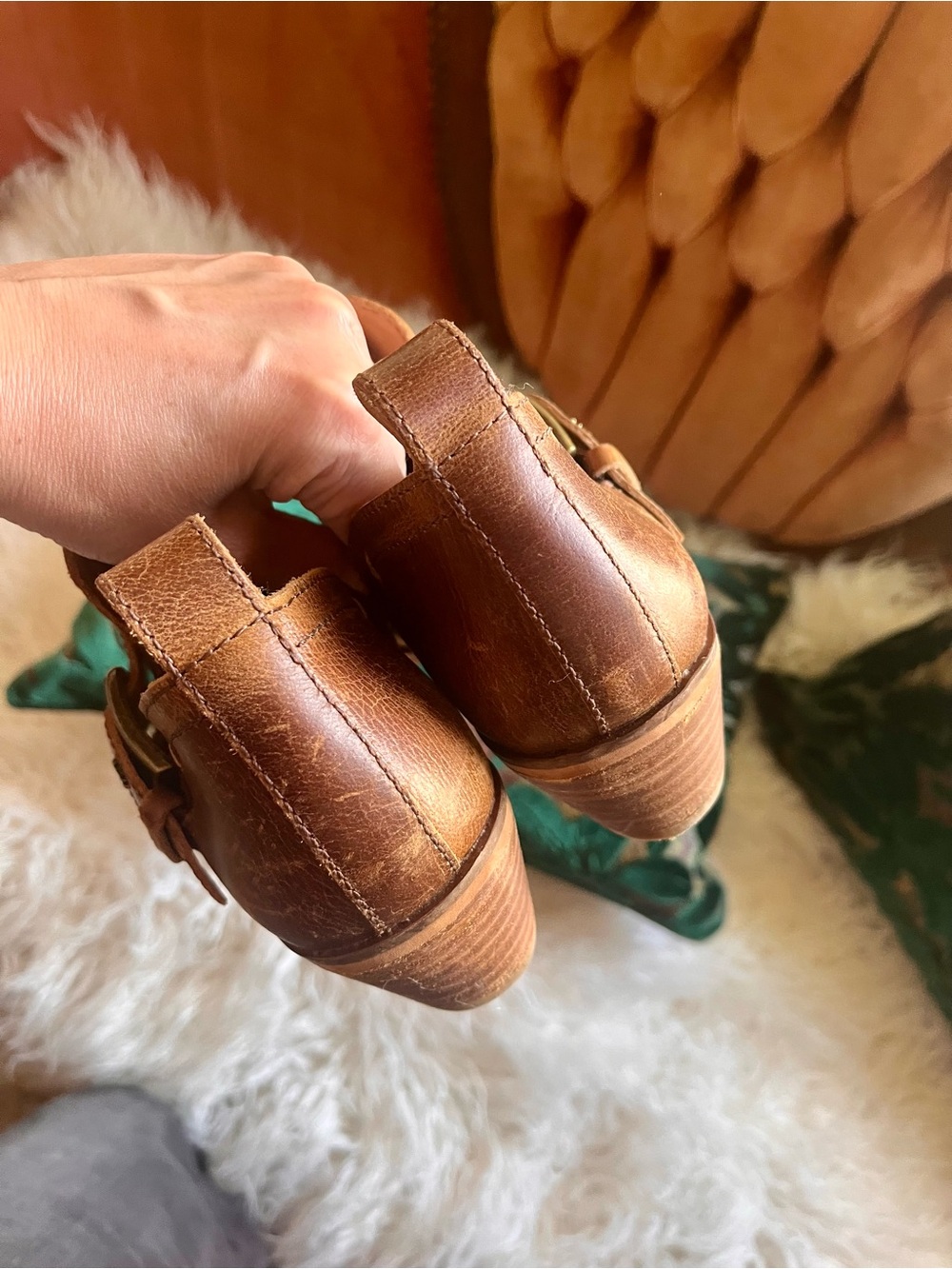 Brown Leather Frye & Co. Rubie Moto ankle booties featuring a side buckle size 7 - Picture 10 of 10